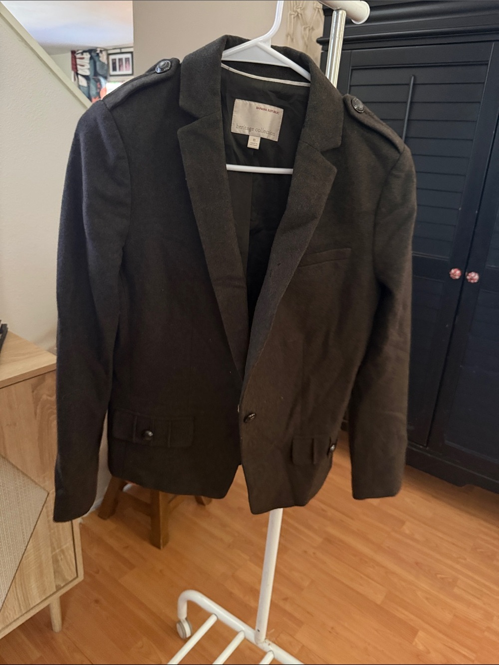 Banana Republic Olive Green Military-Style Wool Blazer